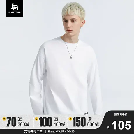 LiLbetter男士t恤长袖新款潮牌秋装圆领时尚上衣纯棉美式打底衫LB图片