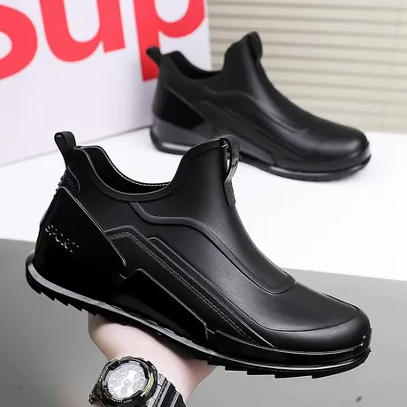 雨鞋男款防滑耐磨短筒黑色钓鱼水鞋2023新款夏季外卖骑手雨靴胶鞋商品大图