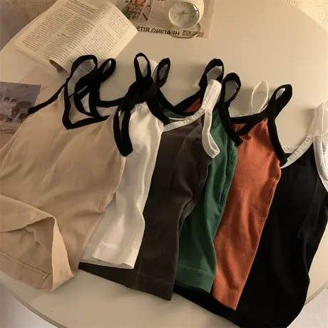 吊带背心女带胸垫一体内搭春夏秋冬针织抹胸内衣法式别致打底上衣图片