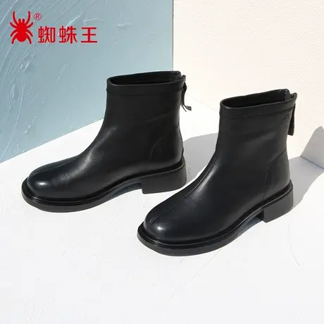 蜘蛛王断码清仓正品马丁靴女真皮2022秋冬商场新款烟筒短靴子女软图片