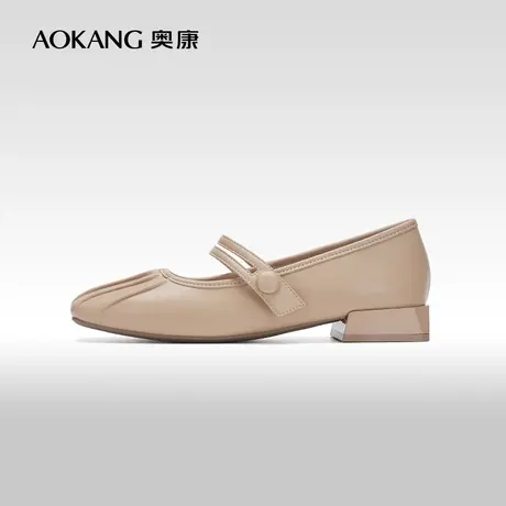 【门店发货】奥康女鞋 2024春季新款气质玛丽珍鞋方头一字带单鞋商品大图