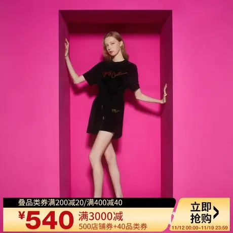 Juicy Couture橘滋23新款时尚低调珠片绣丝绒女休闲短裤图片