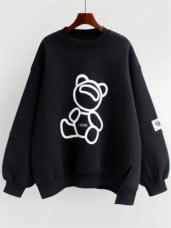 卫衣女春秋薄款2022秋冬季新款韩版ins潮中长款开叉宽松无帽外套商品大图