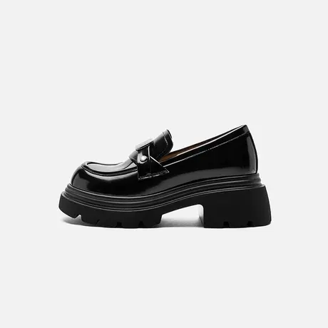 Nine West/玖熙2025年春季乐福鞋学院风英伦黑色小皮鞋女厚底单鞋图片