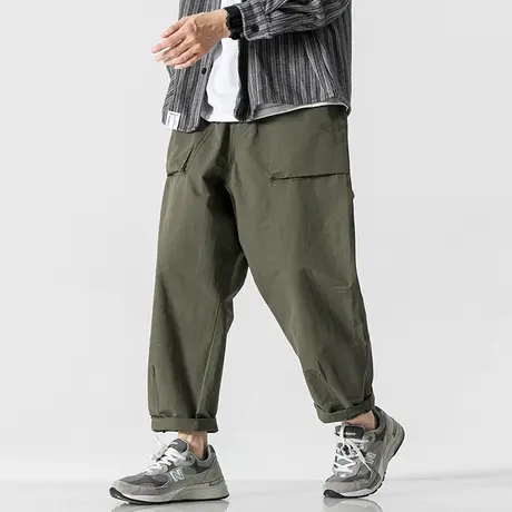 男士军绿色工装裤男宽松直筒秋季休闲裤男款2023新款裤子美式高街商品大图