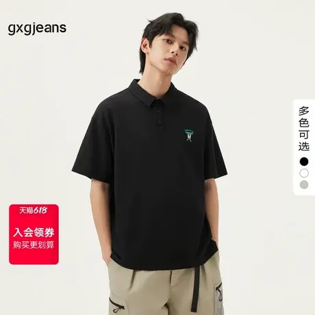 gxg.jeans男装 多色趣味绣花休闲翻领短袖POLO衫男 25年夏季新款图片
