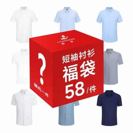 【惠】浪登男士短袖衬衫随机款礼包数量有限抢完即止商品大图