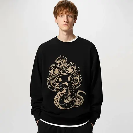 新春卫衣男士本命年蛇年加绒红色圆领秋冬款过年新年衣服卫衣外套商品大图
