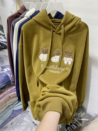 2022秋冬新款欧货宽松加绒连帽卫衣女长袖爆款洋气休闲百搭上衣潮商品大图