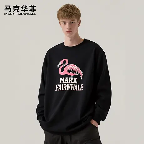 马克华菲 deer 火烈鸟印花圆领卫衣男女款新款秋季潮牌休闲上衣服图片
