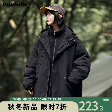 VIISHOW三合一冲锋衣外套男冬季新款潮牌宽松棉服可拆工装棉衣服商品大图