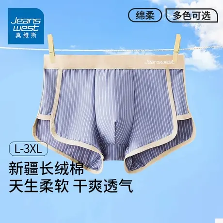 GV真维斯港风条纹印花男士内裤夏季舒适潮流男装纯棉抑菌平角裤K商品大图