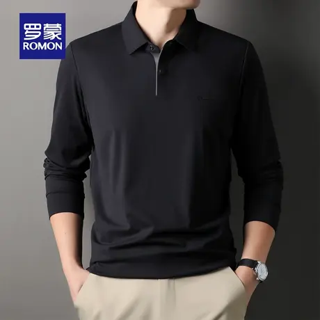 【高弹免烫】罗蒙男士百搭长袖POLO衫2025秋季新款上衣翻领T恤衫商品大图
