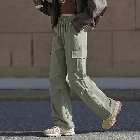 唐狮官方阔腿工装裤女2026新款春季美式辣妹宽松伞兵裤休闲裤子VC图片