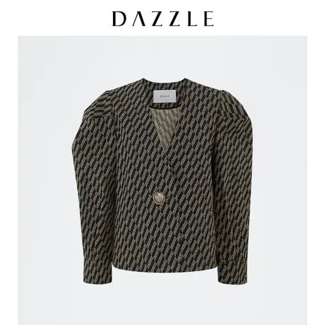 DAZZLE/地素奥莱定制老花泡泡袖方短西装外套2E1F4136A图片