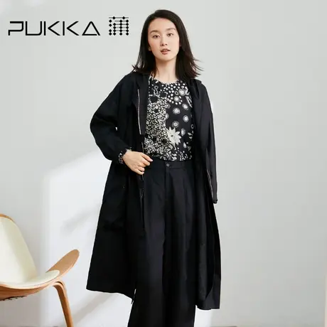 蒲PUKKA 连帽外套女2023年早春新款宽松工装口袋收腰原创设计外套商品大图