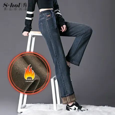 秀后加绒时尚加绒阔腿女裤2023冬季新款阔腿裤商品大图