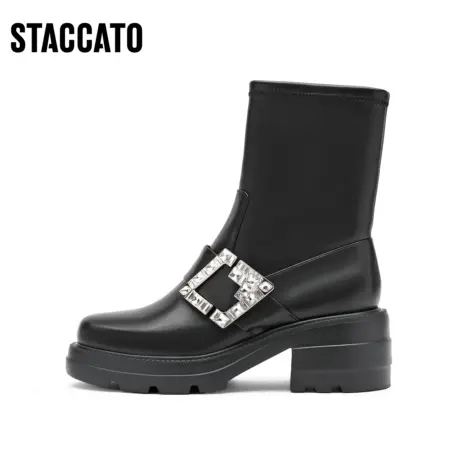 [定制小码32/大码42胖瘦脚]思加图冬甜酷瘦瘦女靴子EEZ17DZ3A商品大图