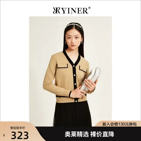 YINER音儿女装2022秋季新款宽松羊毛针织开衫商品大图