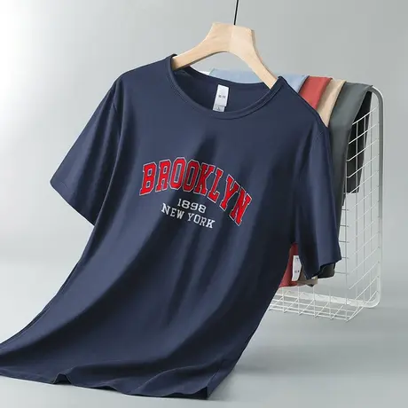 莫代尔夏季t恤男士短袖2024新款速干冰丝凉感半袖上衣服潮流体恤图片