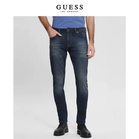 【38上新季】GUESS秋男士蓝色复古新潮直筒牛仔裤商品大图