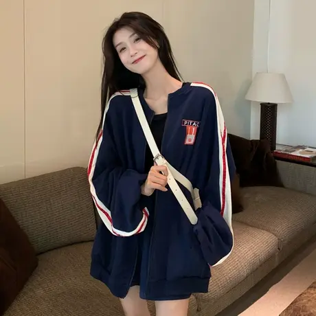 vintage外套女春秋薄款小香风上衣高级感炸街运动开衫棒球服ins潮图片