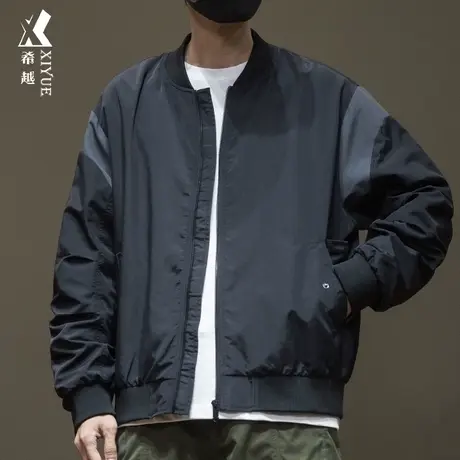 希越高级感外套男工装夹克2024款春秋新款男士宽松大码外穿棒球服商品大图