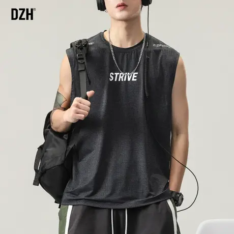 篮球运动背心男士速干无袖男t恤冰丝凉感宽肩显肌肉美式坎肩潮牌商品大图