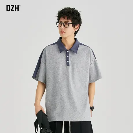 男士灰色重磅polo衫男夏季短袖美式男装2023新款翻领t恤百搭上衣商品大图