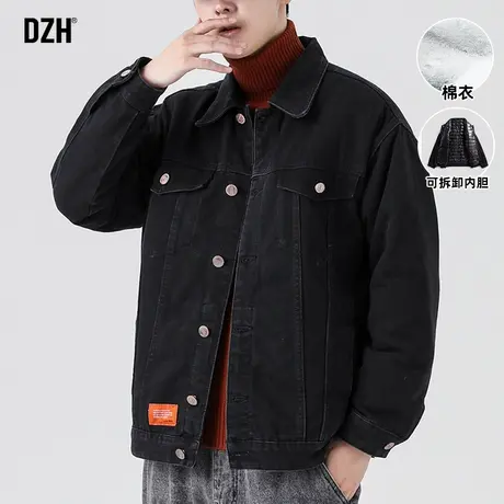 男士可拆卸内胆棉服男冬季加厚潮牌工装牛仔外套2024新款棉衣棉袄图片