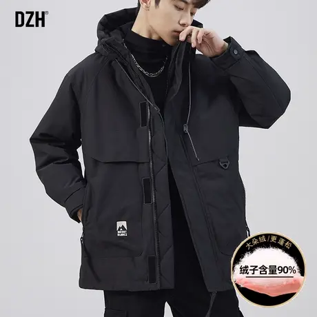 男士中长款羽绒服男款冬季加厚潮牌工装连帽保暖外套2024新款上衣图片