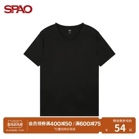 SPAO男士T恤春季新款休闲纯色百搭宽松速干V领套头短袖SPRWB24P02商品大图