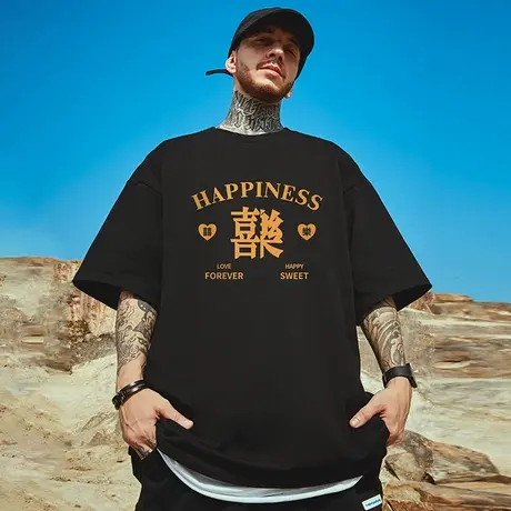 2025重磅新款短袖男潮ins男装潮牌T恤宽松潮流大码胖子男生半袖夏商品大图