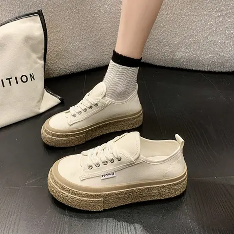 原创小众鞋厚底帆布鞋女ins潮2024新款百搭爆款休闲小白鞋女春秋商品大图