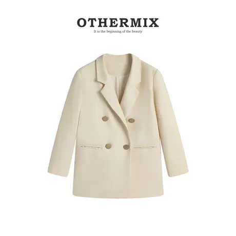 othermix休闲西装短外套女高级感潮流小西服宽松百搭上衣2024春秋图片