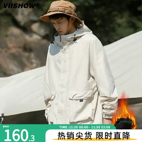 VIISHOW山系户外连帽外套男女冬日系多口袋防风机能登山野营夹克商品大图