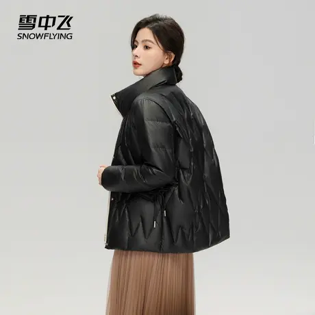 雪中飞2023秋冬新款女士立领短款羽绒服菱格温柔小个子气质甜美暖商品大图