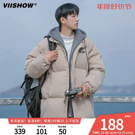 VIISHOW假两件连帽棉服男冬加厚保暖宽松cityboy日系潮牌棉衣外套图片