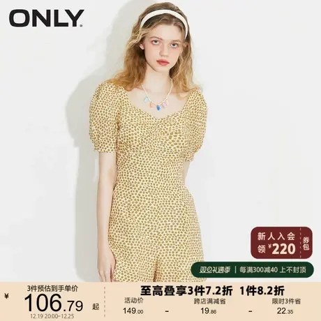 ONLY奥莱夏季田园风满福碎花泡泡袖短款连衣裤女商品大图