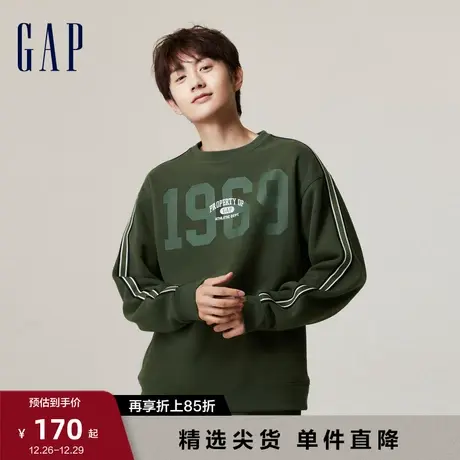 【断码优惠】Gap男女装秋冬LOGO碳素软磨抓绒保暖卫衣情侣762386图片
