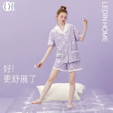 乐町睡衣套装女夏季2023年新款可爱少女纯棉短袖短裤薄款家居服图片