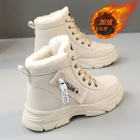 马丁靴女款高帮冬季加绒加厚保暖棉鞋运动休闲防滑雪地靴厚底短靴商品大图