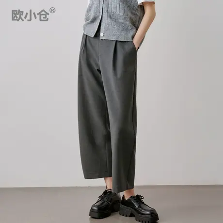 【直播间专享】格雷系通勤梨型友好香蕉裤知识分子羊毛九分西装裤商品大图