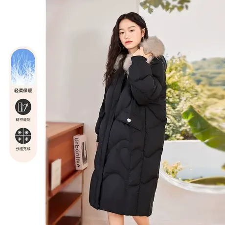 雪中飞羽绒服女2023新款冬季连帽貉子大毛领长款过膝时尚保暖外套图片