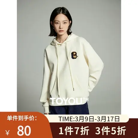 TOYOUTH初语加绒保暖连帽卫衣女2023秋季新款基础多色休闲外套商品大图