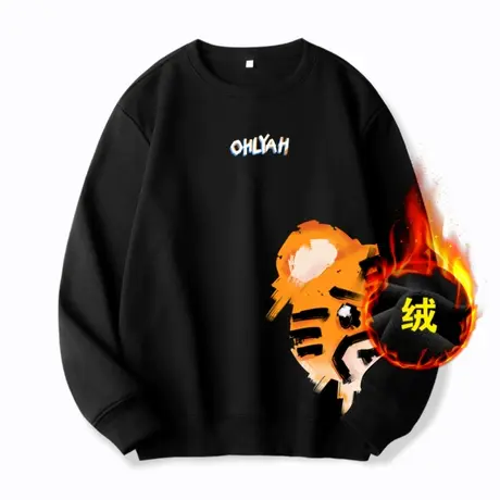 Ohlyah虎年卫衣女美式复古2022年加绒加厚小老虎印花vintage潮牌商品大图