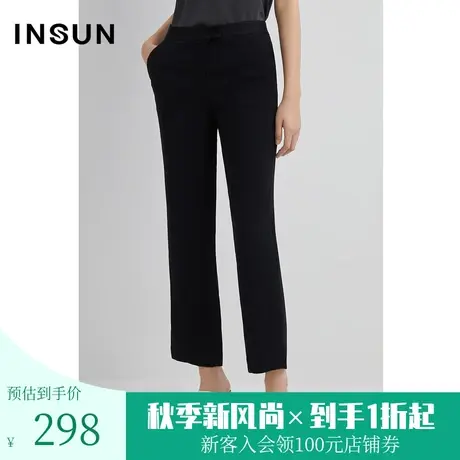 恩裳商场同款经典百搭黑色通勤气质型干练直筒休闲裤女商品大图