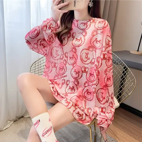 防晒衣女夏季宽松韩版大码中长款薄款冰丝网纱长袖上衣服空调罩衫商品大图