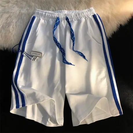 侧边条纹运动五分裤女潮ins夏季2022年新款小个子宽松休闲短裤子商品大图