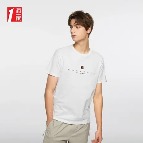 海一家简约字母印花短T新款基础打底日常圆领短袖T恤男图片